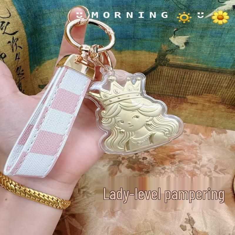 Queen's Crown 999 Pure Gold Keychain: Elegant Car, Phone, & Bag Charm Gift