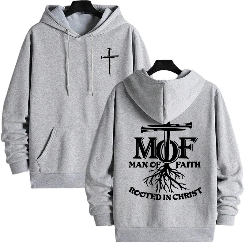 2025 Hot Sale Men's Hoodie Man of Faith Jesus Print Hooded Sweatshirts Autumn Winter Daily Casual Sporty Fashion Hoody Outerwear