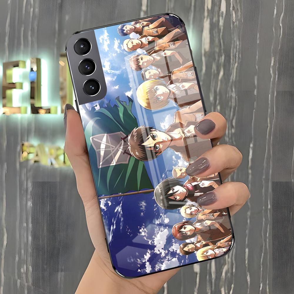 Чехол для телефона Аниме Атака Титанов Для Samsung A25 A13 A33 5G A54 A36 A35 A56 A52 A14 Ударопрочный Стеклянный Чехол