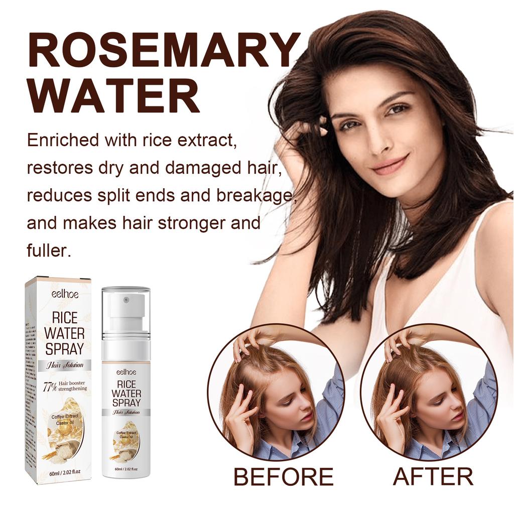 Eelhoe Сыворотка с ферментированной рисовой водой, натуральная нежная рисовая вода, эссенция для волос с ферментированной рисовой водой, сыворотка для роста волос для истонченных волос, 60 мл