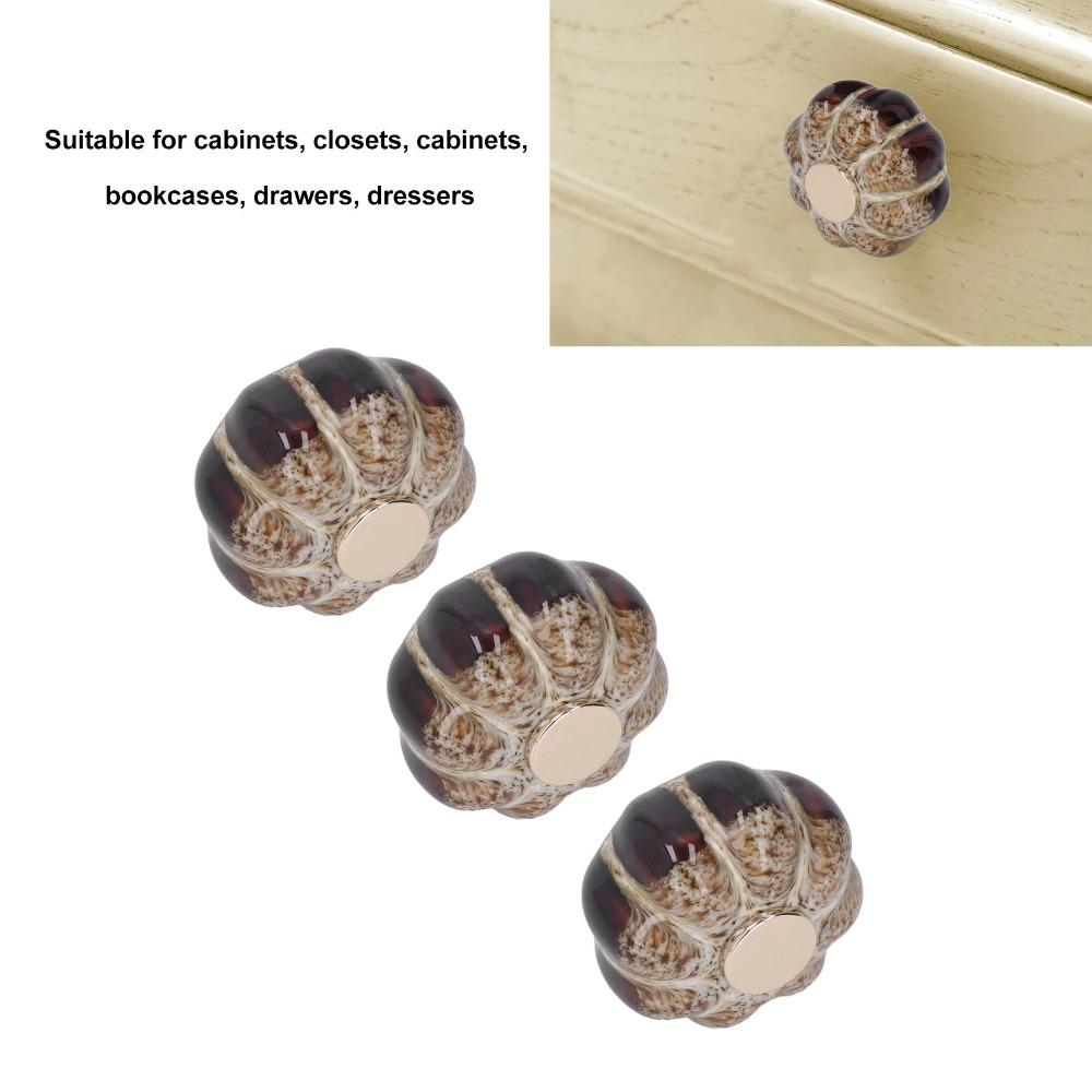 3pcs Gold Pumpkin Cabinet Knobs Durable Pumpkin Pull Handles Classical Pumpkin Door Pulls Cabinet