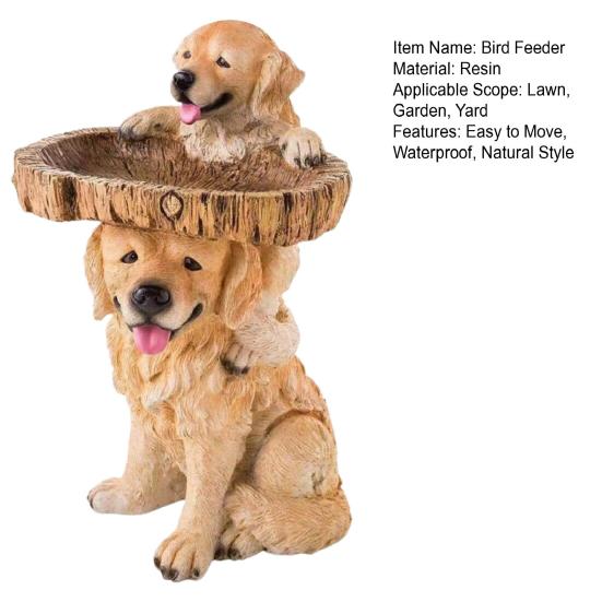 Садовая скульптура собаки, легко перемещаемая, стоячая кормушка для птиц, ванна для птиц, водонепроницаемые мини-статуи для двора, украшение для газона, сада, декора двора
