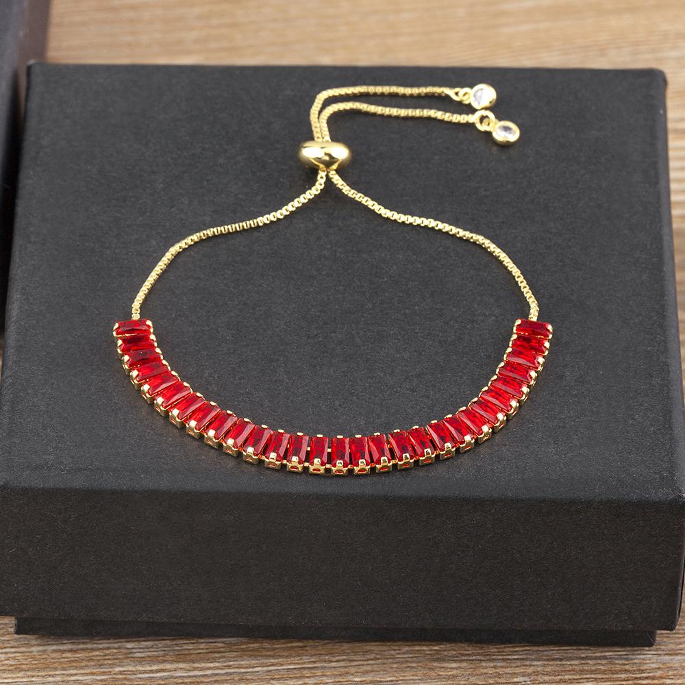 Nidin New Fashion Multicolor Crystal Zircon Chain Bracelets For Women Female Elegant Aesthetic Adjustable Jewelry Gift Wholesale