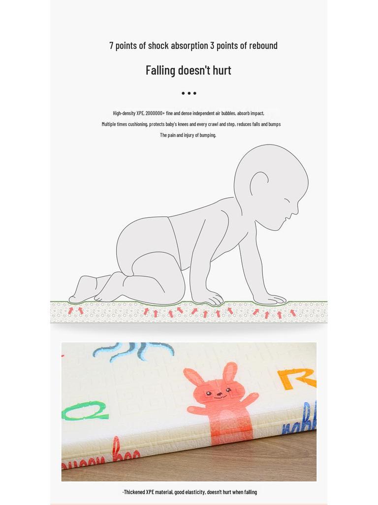 Складной коврик XPE для ползания малышей толщиной 4 см - Холодоизолирующий и прочный напольный коврик