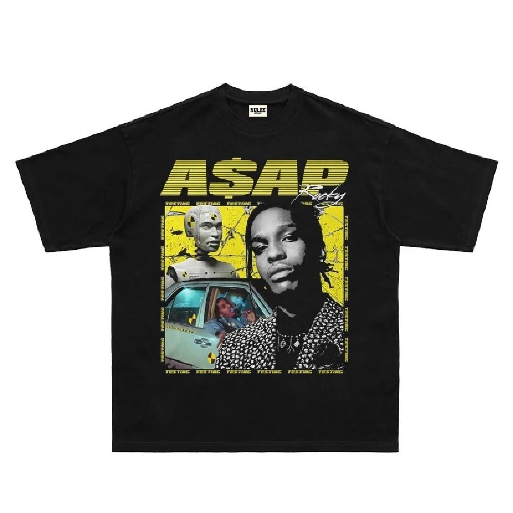 ASAP Rocky рэп рока хип-хоп крутой трендовый хлопковый топ футболка с коротким рукавом