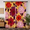 Watercolor Flower Curtains 2pcs – Orange Yellow Blooms on White, Autumn Botanical Decor for Living Room and Bedroom