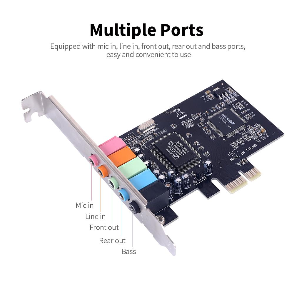 Звуковая карта PCI-E CMI8738 5.1-канальная для настольного компьютера PCI-E Поддержка 6-канального стерео объемного выхода Аудио звуковая карта