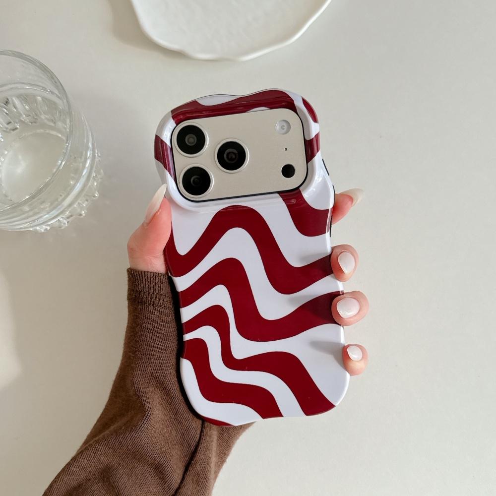 Чехол с текстурой ряби на воде, двухцветный, для iPhone 17 16 15 14 13 Pro Max, с глянцевой волнистой рамкой, противоударный, тонкий