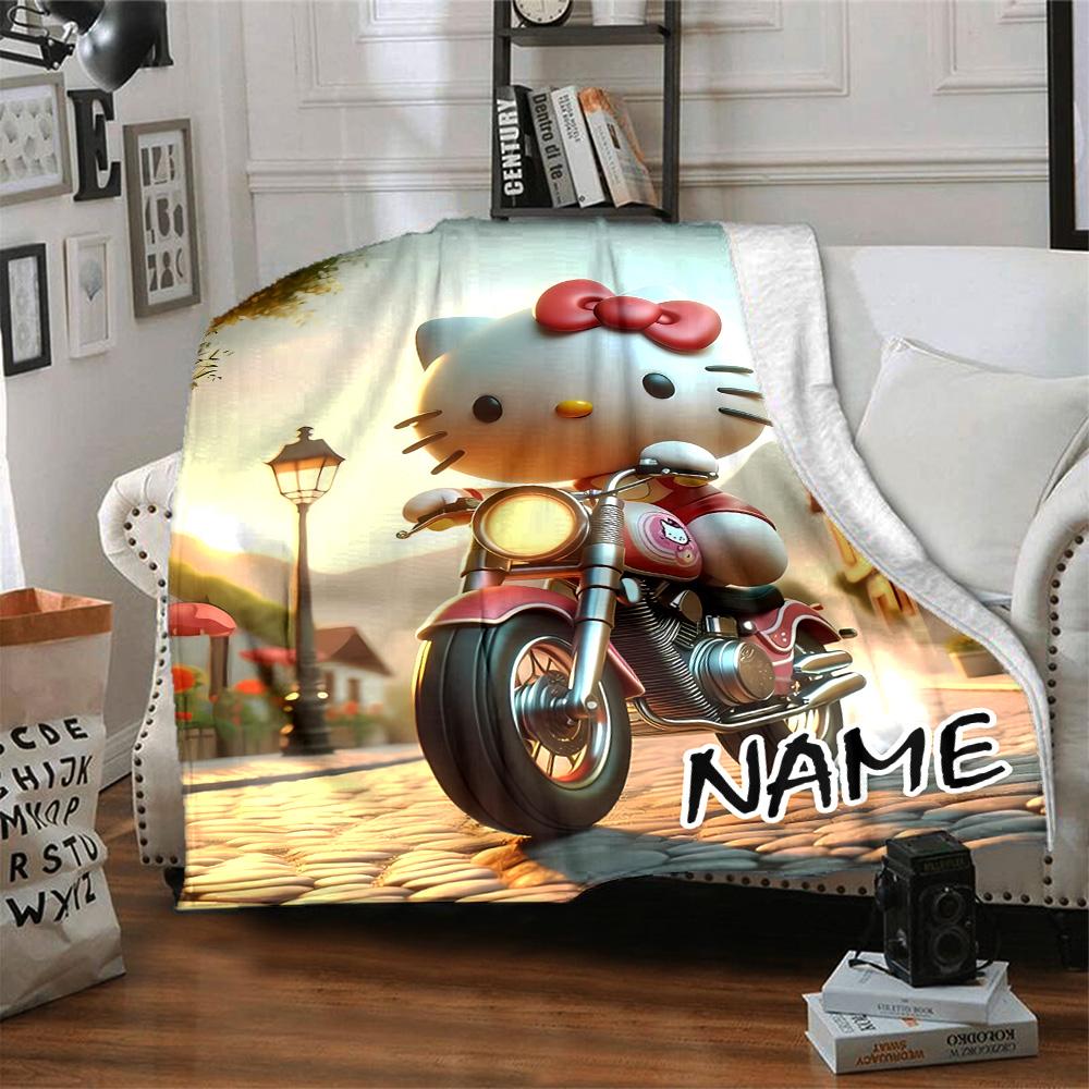 Customizable HelloKitty14 Throw Blanket – Personalized Name, All-Season Cozy Snug Blanket, Machine Washable, Personalized Blanket