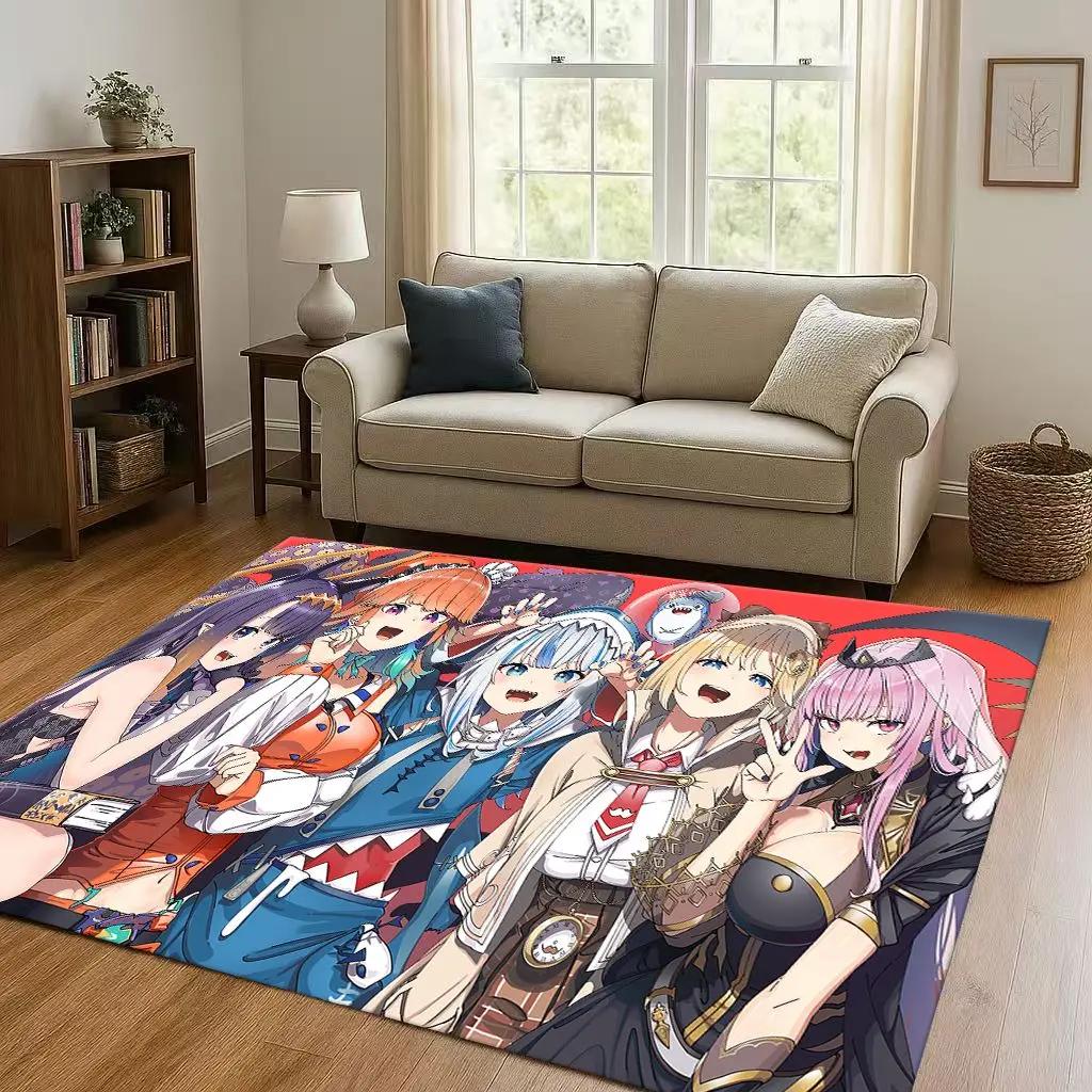 HD Anime Gawr Gura Hololive Cartoon Cute Girl Living Room Non-Slip Area Rug Carpet For Bedroom Playroom Sofa,Home Decor Doormat