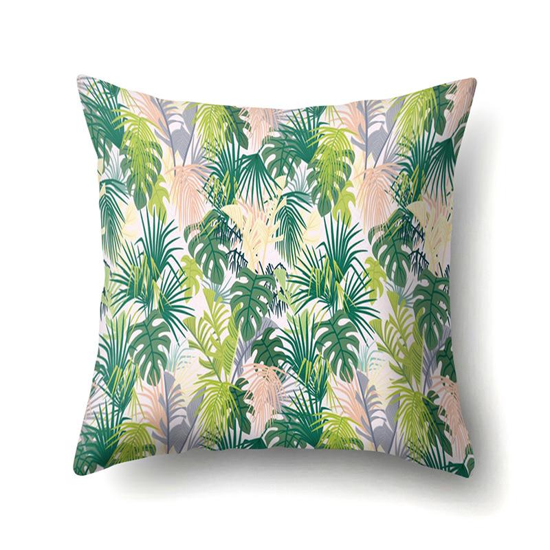 Polyester Pillowcase Ins Style Plant Flowers Nordic Printed Peach Leather Velvet Cushion Cover Sofa Waist Cushion Cover