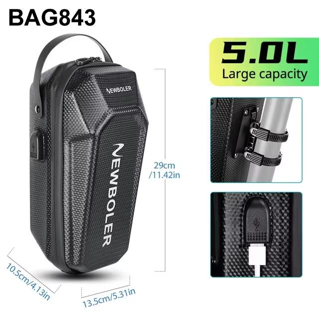 NEWBOLER 3л/5л Электросамокат Передняя сумка с USB-портом Водонепроницаемая Жесткая сумка из EVA Велосипедная сумка для переноски Аксессуары для хранения