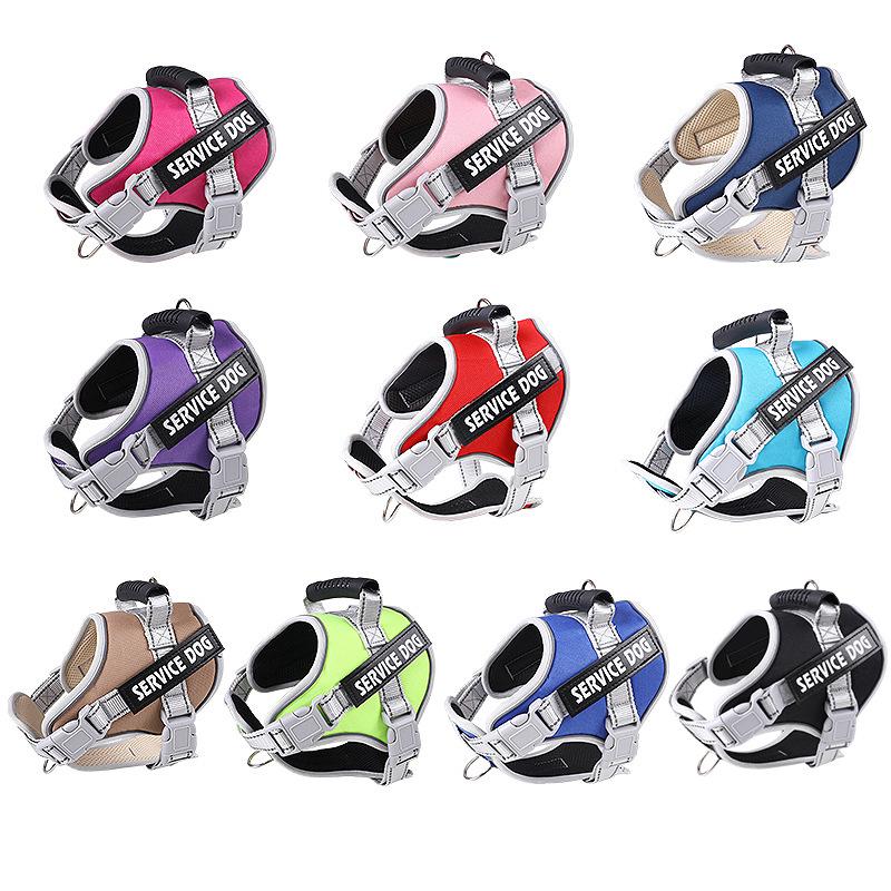 Adjustable Dog Chest Harness Leash for Large Breaths Reflective Pet Vest with Padded Handle Heavy Duty Dog Collar