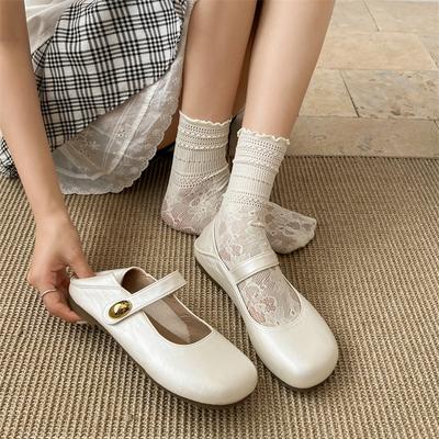 Популярные серебристые французские туфли с круглым носком, скрытой платформой, мелким вырезом и плоской подошвой, женские летние 2025 года, новые универсальные туфли Мэри Джейн