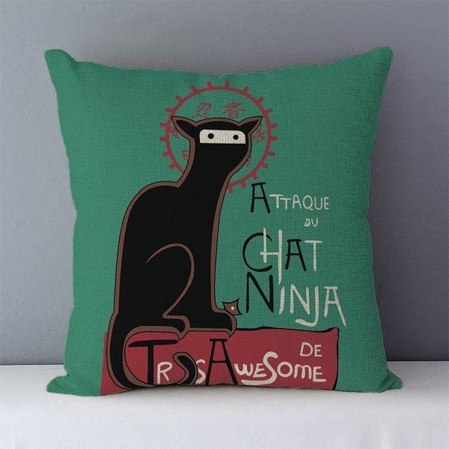 Selected Couch Cushion Cartoon Cat Printed Quality Cotton Linen Home Decorative Pillows Kids Bedroom Decor Pillowcase