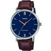 Minimalistic Blue Dial Brown Leather Band Analog Watch LTP-VT01L-2B Women's