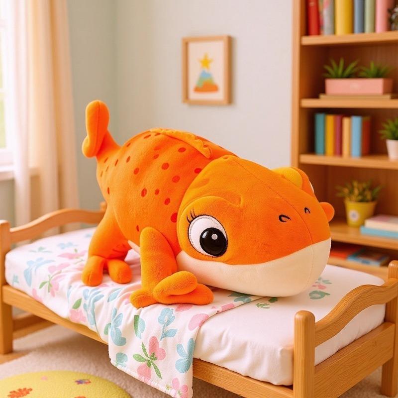 Realistic Cute Chameleon Plush Toy - Small Lizard Doll for Kids' Birthday Gift