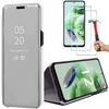 Case for Xiaomi Redmi Note 12 5G + 2 Tempered Glasses. Smart Case Mirror Effect Protection Silver
