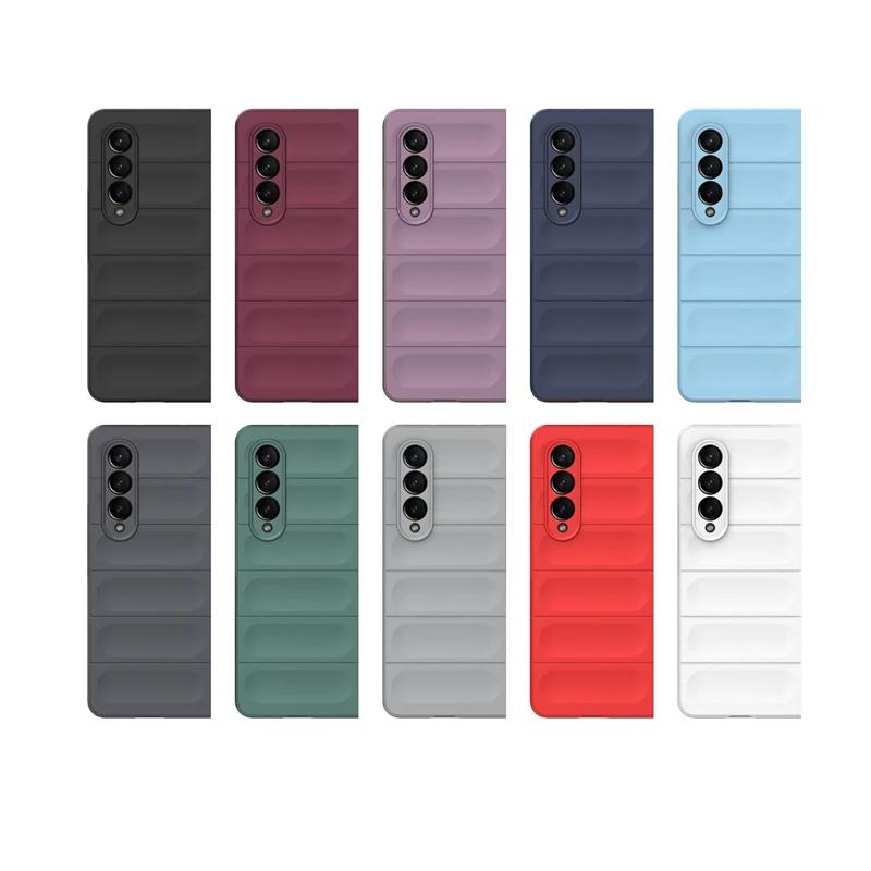 Для Samsung Galaxy Z Fold4 3 5 5g задняя крышка телефона чехол мягкий жидкий силикон против падения ударопрочный защитный чехол Funda Coque