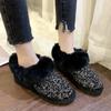 Female Shoes Outdoor Ankle Women's Boots Warm Snow Boots Women Rhinestones Round Toe Slip On Low Heel Shoes Women