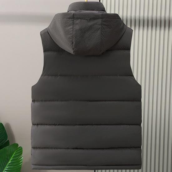 Мужской зимний жилет с капюшоном без рукавов, толстый однотонный кардиган с подкладкой, ветрозащитный, теплый, гладкий, с карманами, на шнурке, мужской зимний жилет, пальто