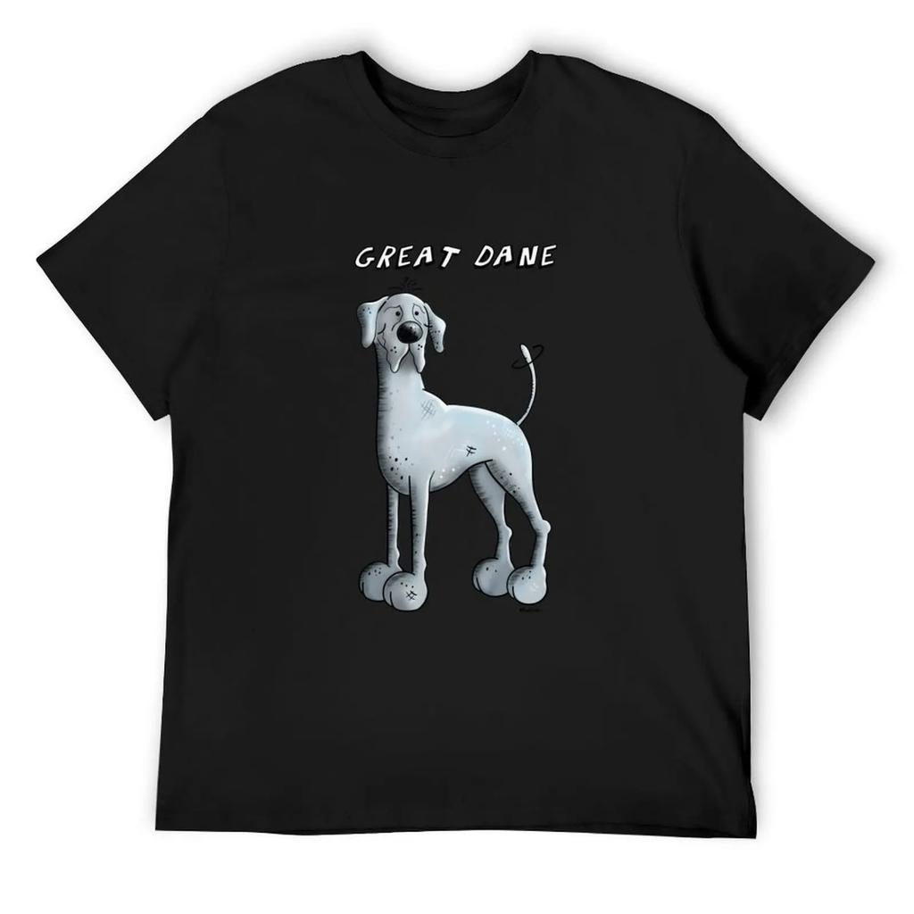 Cute blue Great Dane Cartoon T-Shirt graphic shirts cotton graphic tees plus sizes mens workout shirts