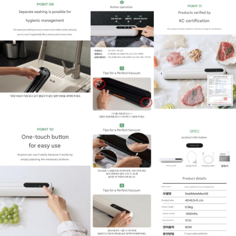 Maison Living Premium Powerful Wireless Vacuum Sealer for Home Use