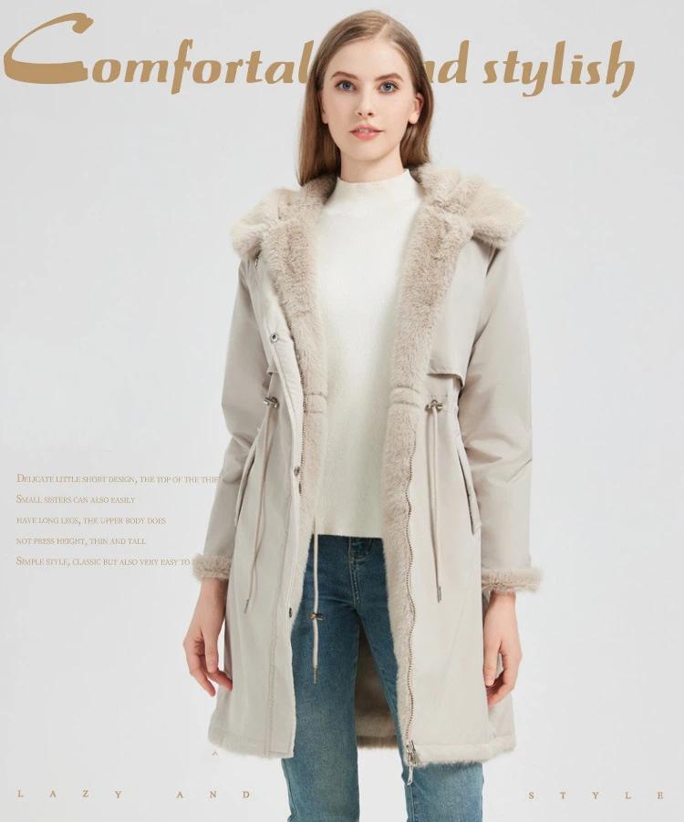 Two-sided Wearing Large Fur Collar Mid-length Fleece-lined Parkas Women's Cotton-padded Coat Thickened Jacket