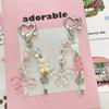 Small Gift Pearl Bowknot Keychain Resin Cellphone Lanyard Keyring Pearl Bow Pendant Bag Decoration