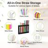 Acrylic Straw Holder with Double Sided Adhesive Tapes Transparent Reusable Tumbler Straw Organizer Storage Container