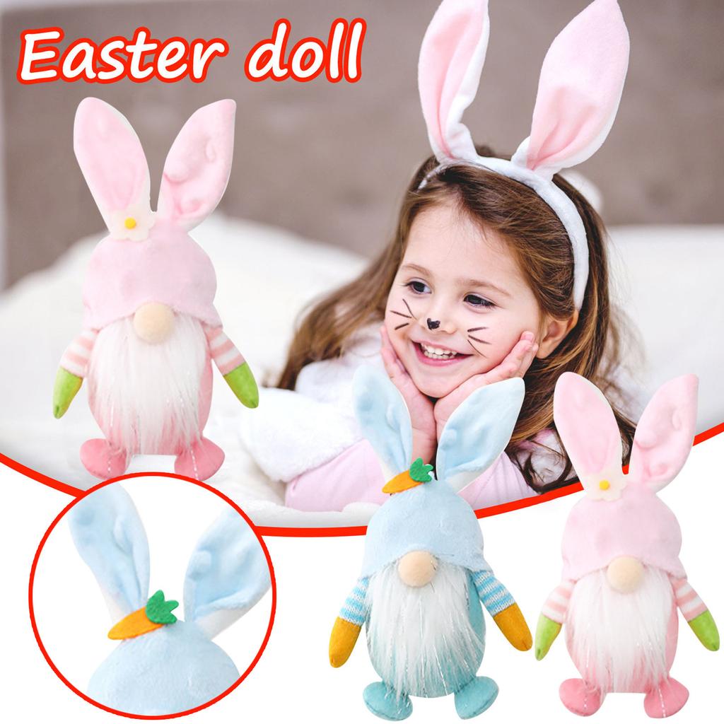 2PCS Easter Day Decorations Toy Ornaments Rudolph Faceless Doll Rudolph Toy Plush Toy Easter Gift For Boys And Girls