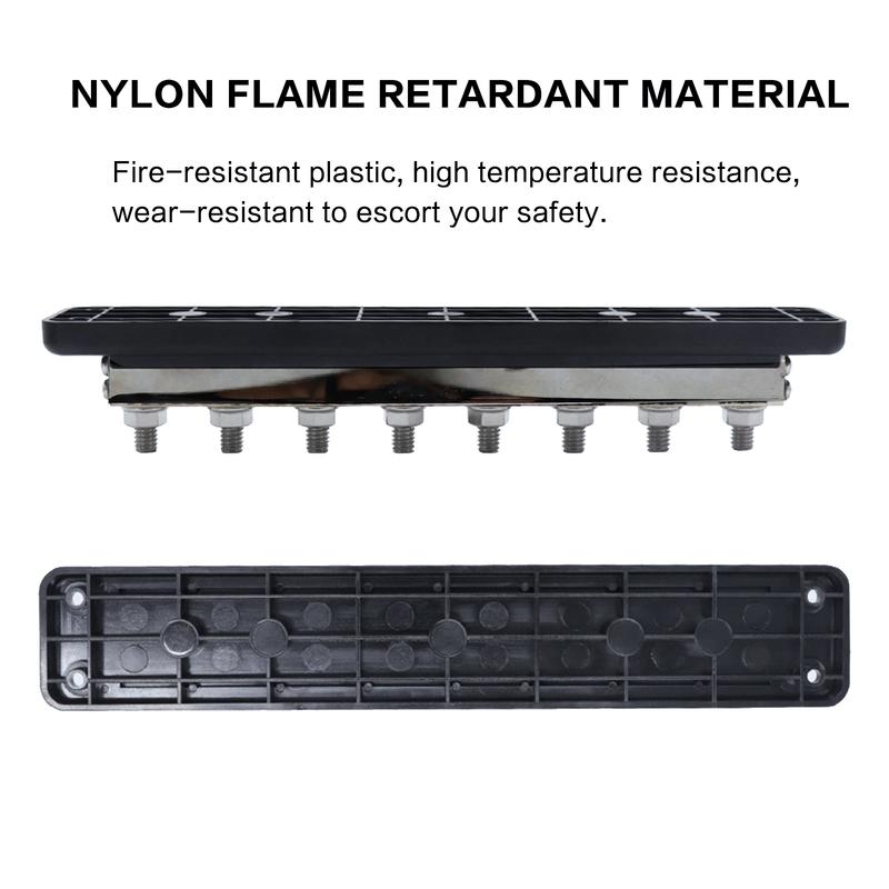 600A Busbar Heavy-Duty Copper Power Distribution Block 8xM10 (3/8") Terminal Studs with Cover Battery Bus Bar for Car Truck Boat