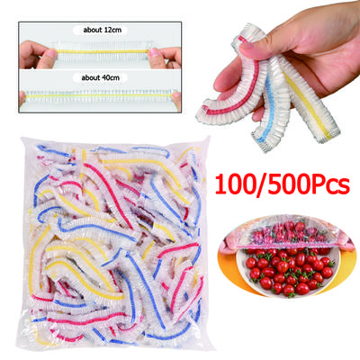 100/500 шт., цветная одноразовая крышка для еды, эластичная пластиковая пленка, пищевой пленочный пакет для хранения свежести, утолщенная одноразовая крышка для миски