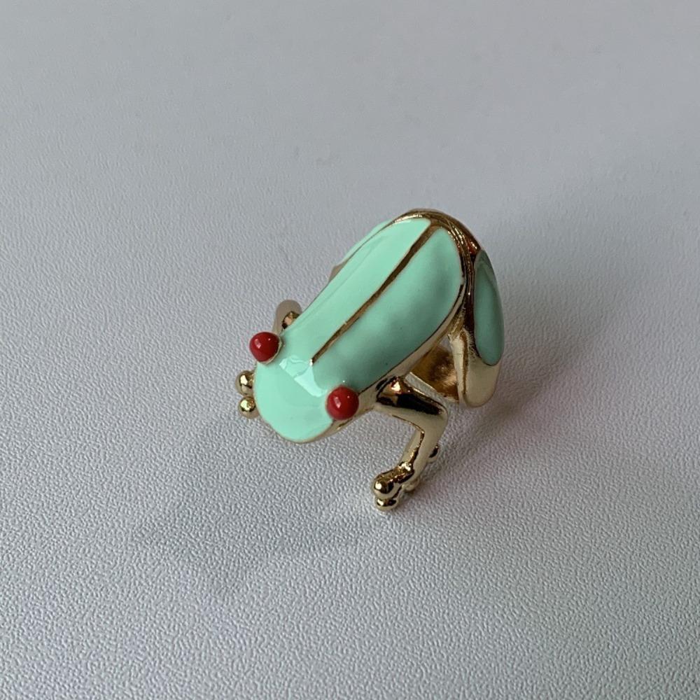Korean Style Frog Drip Oil Ring Geometric Enamel Ring Creative Painting Ring Gift