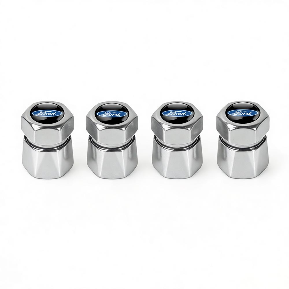 AJR1 4Pcs Car Metal Wheel Tyre Valve Caps Stem Covers For Ford Focus Kuga Mondeo Ranger Fiesta Mustang ST Shelby Fusion Edge Escape