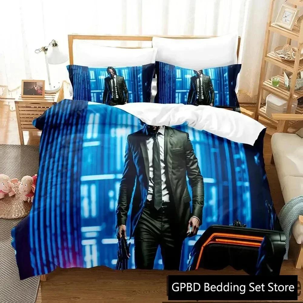 Luxury New 3D Print John Wick Bedding Set Duvet Cover Bed Set Quilt Cover Pillowcase king Queen Size Boys Adult Bedding Set