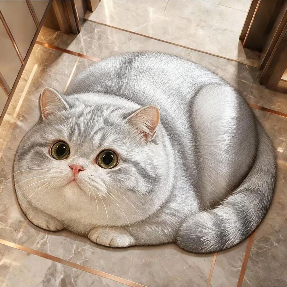 45×60CM Bathroom Carpet Realistic Bedroom Door Rug Cute 3D Cat Floor Mat Home Decor
