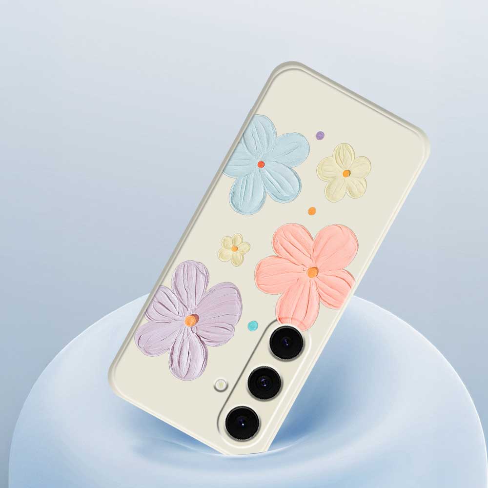 For Samsung Galaxy S25 FE Case Four Color Flowers Pattern Printing Straight Edge TPU Phone Back Cover