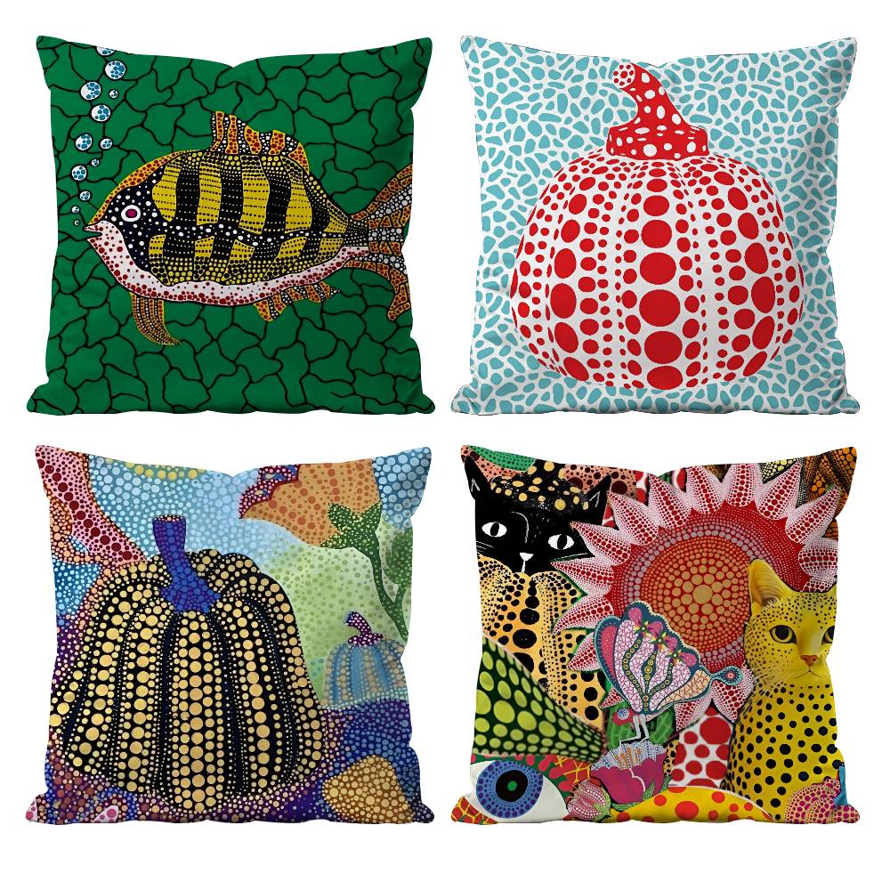 Модная Наволочка K-Kusama Yayoi Art, Наволочка Противопылевой Клещ, Невидимая Молния, Шелковистый Короткий Плюш, Чехол на Подушку для Дивана