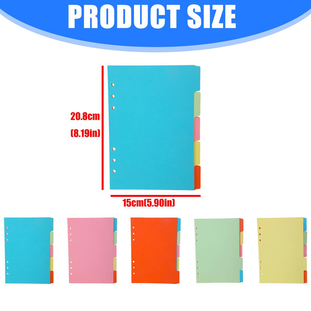 5 Color A5 Index Dividers With Color Coded Tabs For Planners Organizers School Office Use Durable ABS Material