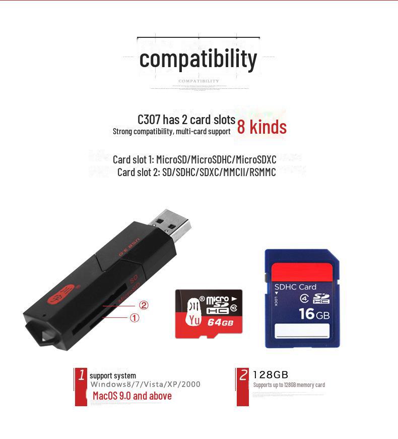 Chuanyu C307 King Kong 3.0 высокоскоростной TF/SD кард-ридер