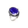 Синий Сапфир - Окрашенный Кварц Кольцо из Серебра 925 пробы V4565, Синее Кольцо, Овальное Кольцо, Подарок на День Святого Валентина, Подарок для Нее, Подарок на День Рождения, Украшения ручной работы,