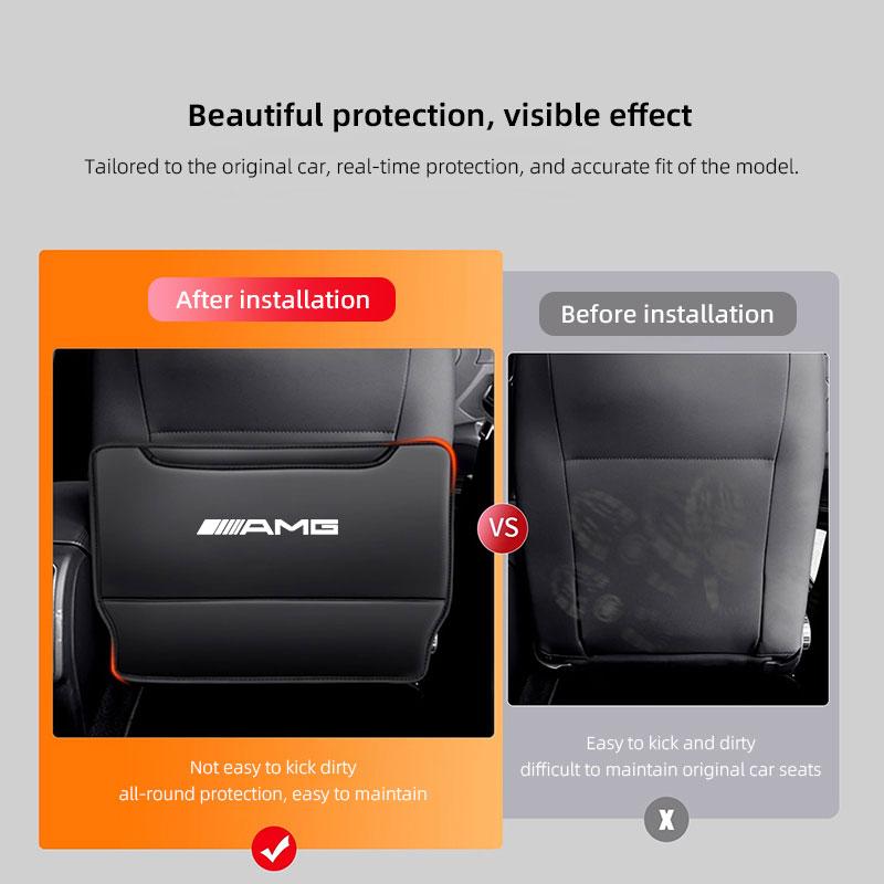 TFHM4 2Pcs Car Seat Anti Kick Pad Protective Cover Tire Valve Cap For Mercedes Benz AMG GLE GLS CLA CLE GLC CLS GLA W223 W213 W206