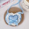 Cute Dog Lace Bandana Heart Design Puppy Cat Bib Scarf with Bow Knitted Saliva Towel for Small Medium Dogs Cats