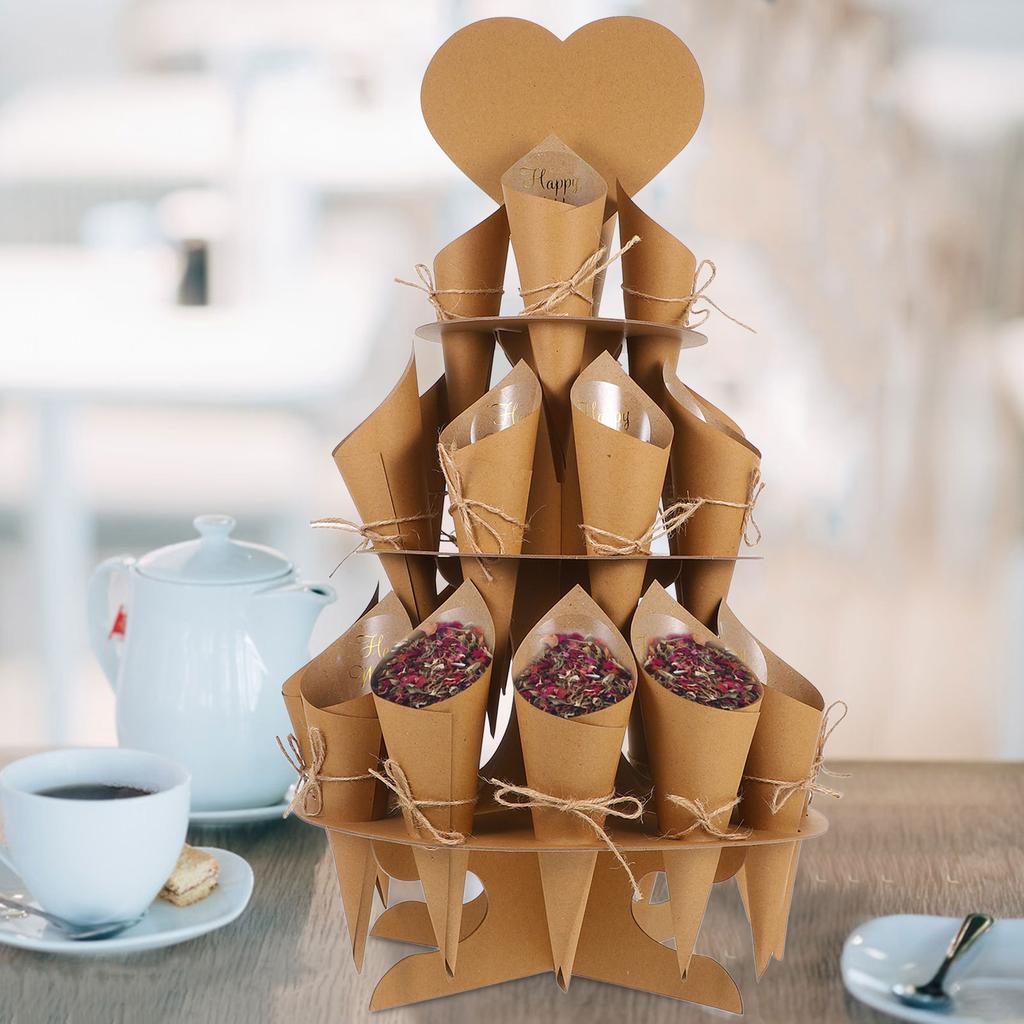 1Set Confetti Petals Cones Holder Wedding Party Favors for Candy Dried Flowers Lavender Fillable Easy Storage Craft Design