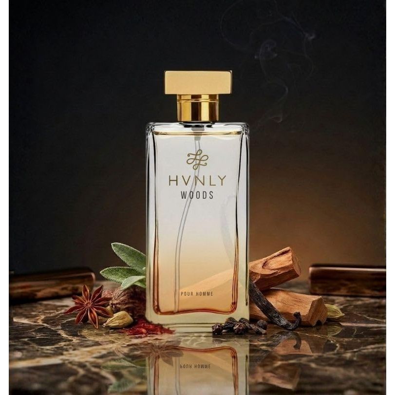 HVNLY Woods Туалетная вода для мужчин | Долгоиграющий роскошный парфюм | Сандаловое дерево, Древесина уда, Кардамон |