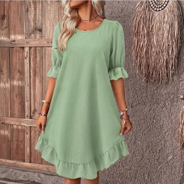 Большие размеры Повседневные свободные платья средней длины для женщин Летние элегантные винтажные платья А-силуэта Женские платья из хлопка и льна