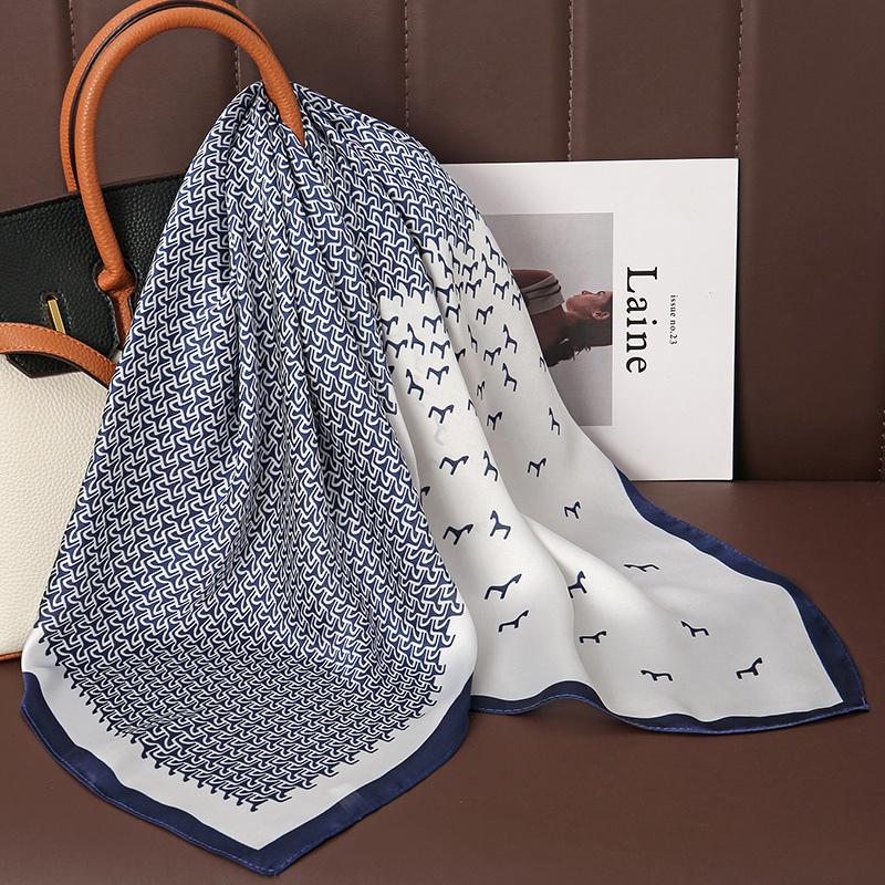 Роскошный атласный шелковый квадратный шарф с принтом для женщин, шаль, хиджаб, шейный платок, женская лента для волос, повязка на голову, модная бандана, новинка