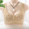 Middle-aged and Elderly Underwear Women's Printing Front Buckle Soft Cotton Undershirt Models Bra Large Size Without Steel Ring Comfortable Underwear