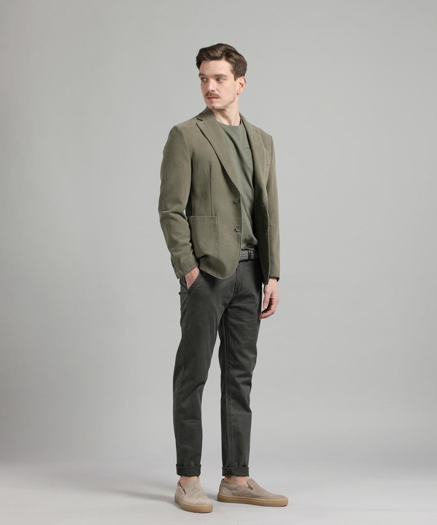 PANICALE Charcoal Embroidered Point Cotton Pants (Type B)